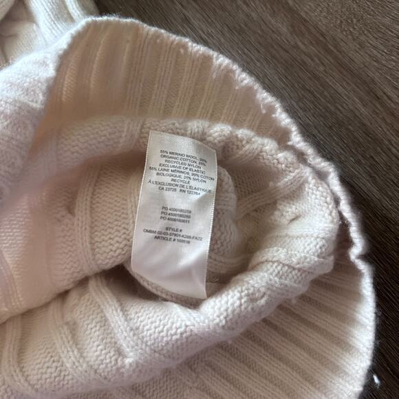 Sunday Best Cable Knit Wool Blend Sweater Ivory V-Neck Pullover SzS SoftNeutral - Picture 9 of 10